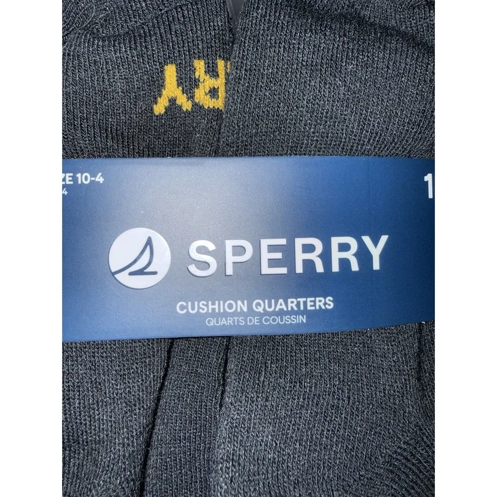 Sperry Boys Socks 10-4 Cushion Quarter Black 10 Pairs Comfort Crew Kids Gift NEW